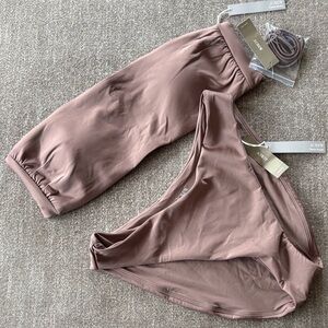 J. CREW Classic Sculpt Brown Bandeau Bikini Set NEW Size Large and XL (top)